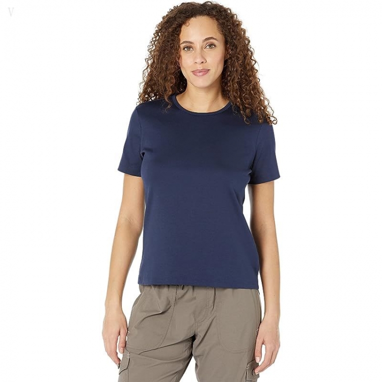 L.L.Bean Pima Crew Neck Short Sleeve Raven Blue ID-H4U3x0yU - Click Image to Close