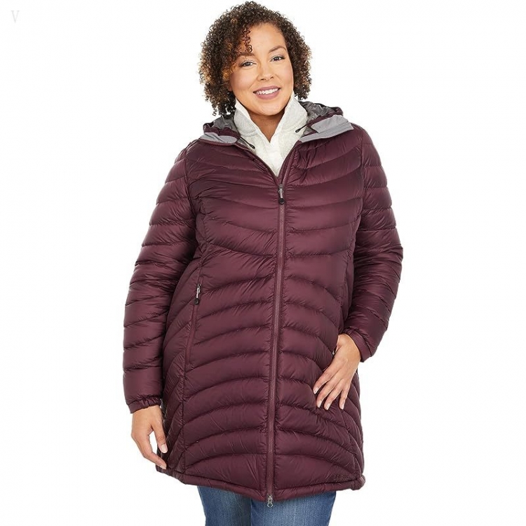 L.L.Bean Plus Size Ultralight 850 Down Hooded Coat Dark Plum ID-Upj3MA1Q - Click Image to Close