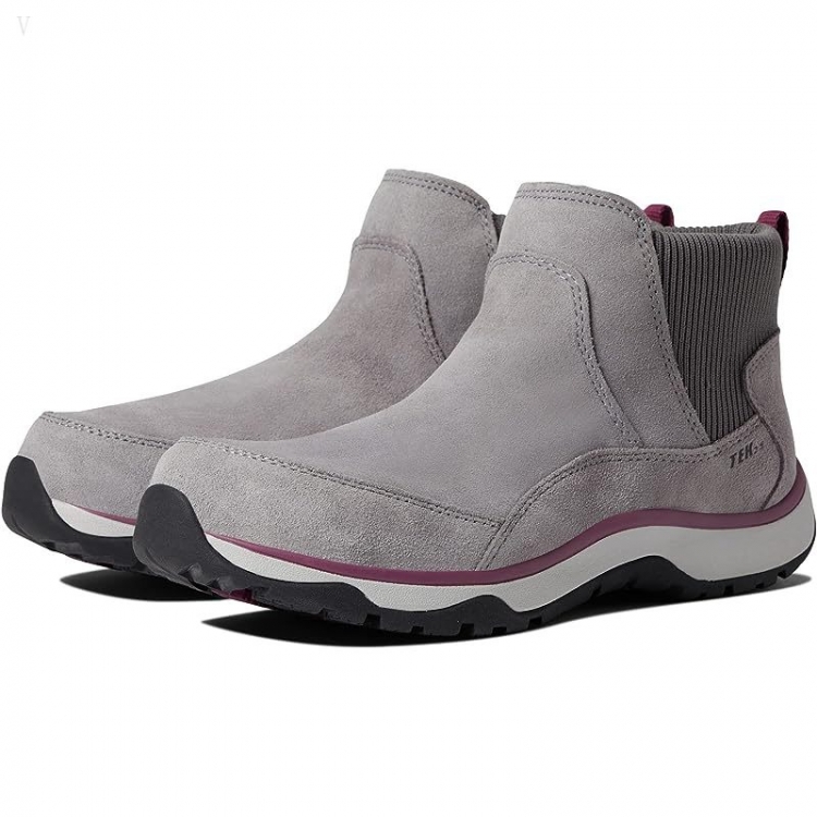 L.L.Bean Snow Sneaker 5 Ankle Boot Water Resistant Insulated Pull-On Frost Gray/Bramble Berry ID-GdIob1BT - Click Image to Close