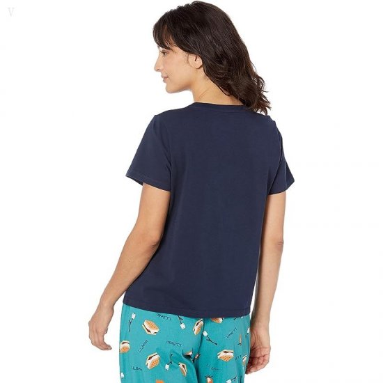 L.L.Bean Petite Springtime Sleep PJ Set Blue/Green S\'mores ID-sKUrn8zh