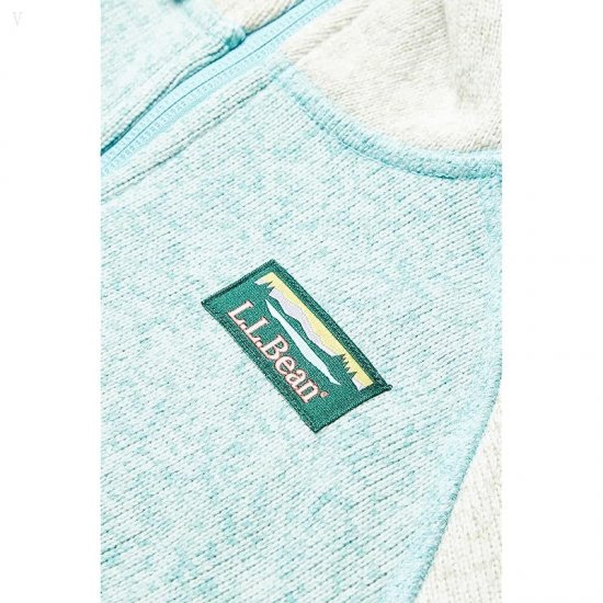 L.L.Bean Bean\'s Sweater Fleece Hooded Color-Block (Big Kids) Sailcloth/Light Mint ID-TZOXyUZy