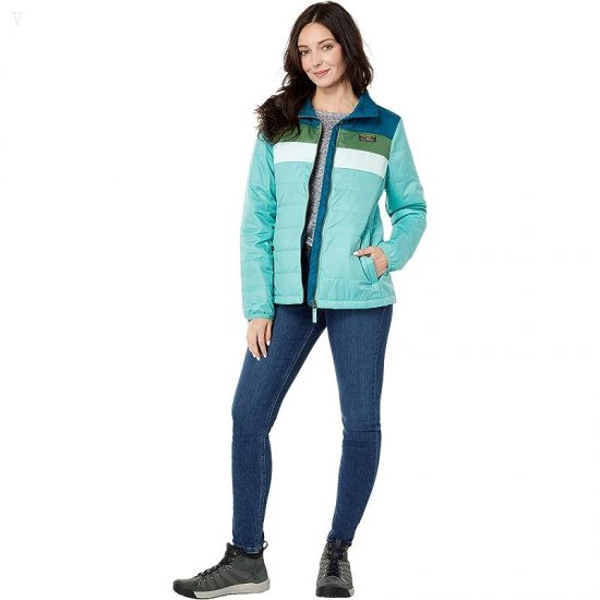 L.L.Bean Mountain Classic Puffer Jacket Color-Block Deep Turquoise/Ocean Teal ID-fdnGuYGY