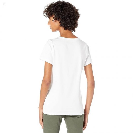 L.L.Bean Pima Tops Shaped V-Neck Short Sleeve Tee White ID-VJtHpUOU