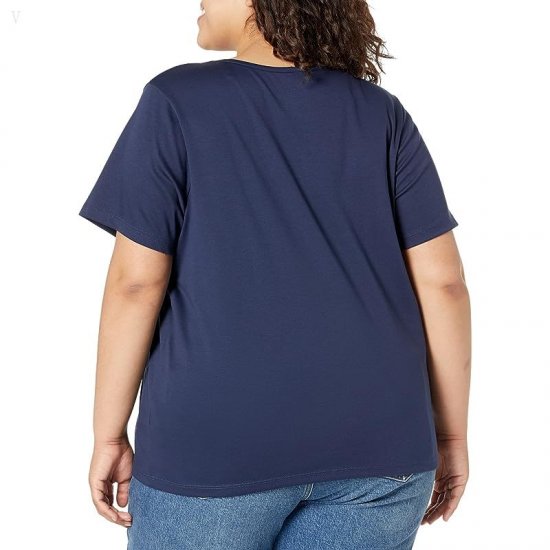 L.L.Bean Plus Size Pima Crew Neck Short Sleeve Raven Blue ID-S0vjUg0c