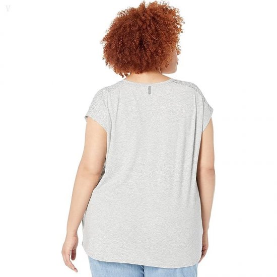 L.L.Bean Plus Size Beyond Soft Short Sleeve V-Neck Tee Light Gray Heather ID-dbmjnBp3