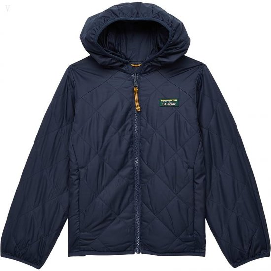 L.L.Bean Mountain Bound Reversible Hooded Jacket (Little Kids) Carbon Navy/Soapstone ID-2UICSshY