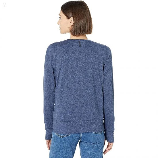 L.L.Bean Petite VentureSoft Twist Front Top Long Sleeve Carbon Navy Marl ID-hchGYsMU