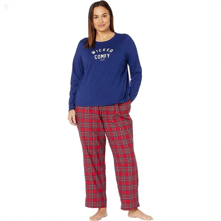 L.L.Bean Plus Size Camp Pajama Set Deep Marine Blue ID-ingFMuzU - Click Image to Close