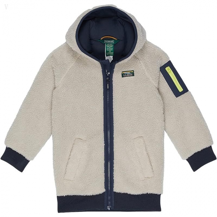 L.L.Bean Sherpa Fleece Long Coat (Little Kids) Soapstone/Carbon Navy ID-nzpqSoJm - Click Image to Close