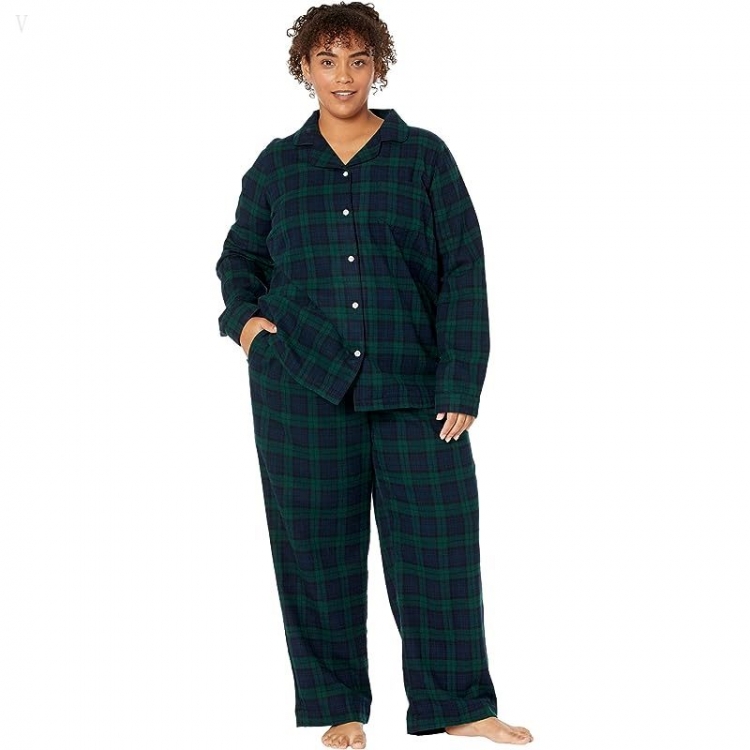 L.L.Bean Plus Size Scotch Plaid Flannel Pajamas Plaid Black Watch ID-RAbKkgYd - Click Image to Close