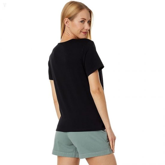 L.L.Bean Petite Pima Crew Neck Short Sleeve Black ID-eylWKmtD