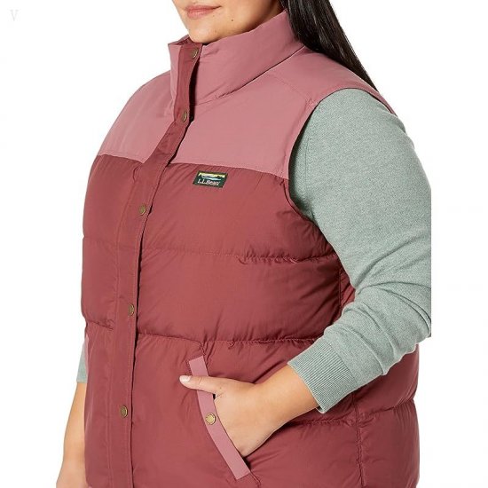 L.L.Bean Plus Size Mountain Classic Down Vest Color-Block Burgundy/Light Rosewood ID-Uf9hjhmP