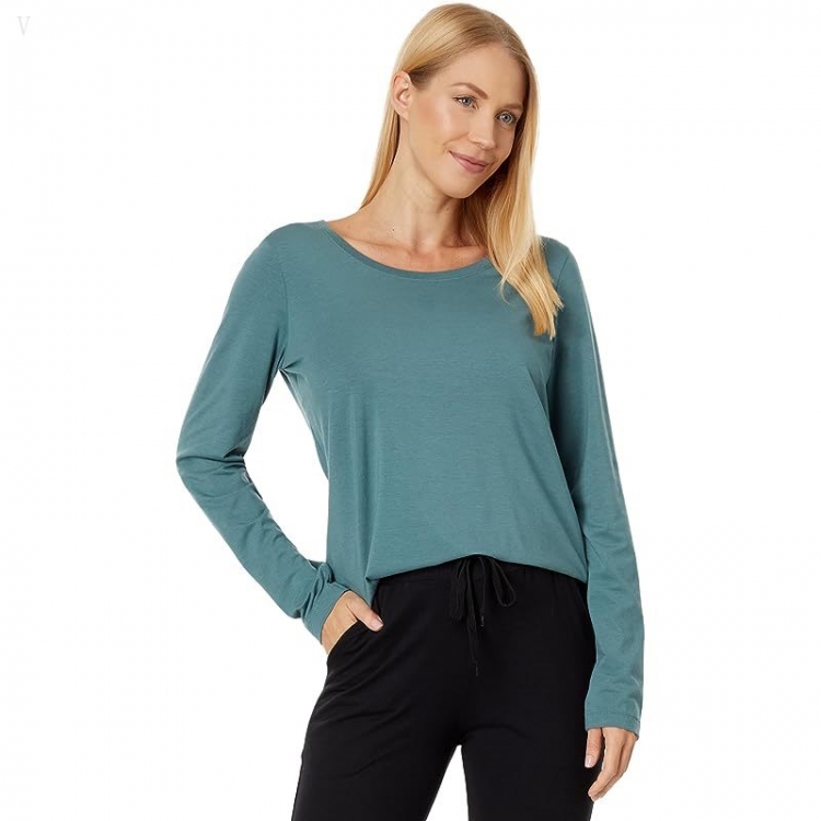 L.L.Bean Soft Stretch Supima Tee Scoop Neck Long Sleeve Soft Spruce ID-GZMp94JI - Click Image to Close