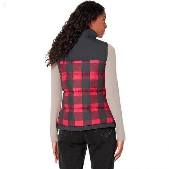 L.L.Bean Petite Mountain Classic Down Vest Print Rich Red Buffalo Plaid ID-oyshVnRL