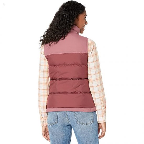 L.L.Bean Petite Mountain Classic Down Vest Color-Block Burgundy/Light Rosewood ID-FwTfANlb