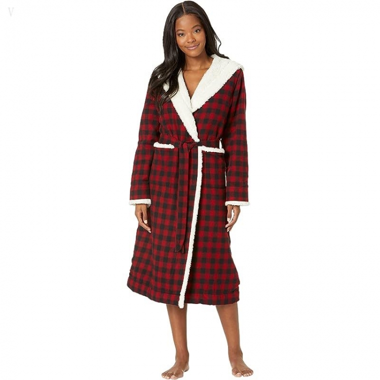 L.L.Bean Scotch Plaid Flannel Sherpa Lined Long Robe Rob Roy ID-T22kyhs9 - Click Image to Close