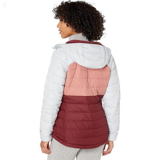 L.L.Bean Bean\'s Down Hooded Jacket Color-Block Burgundy/Pale Sky Blue ID-1Eg6rLzP