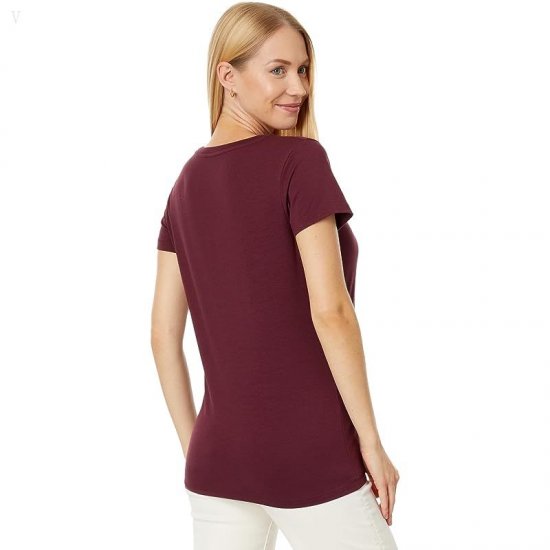 L.L.Bean Soft Stretch Supima Tee Scoop Neck Short Sleeve Deep Wine ID-r0bGBDnB