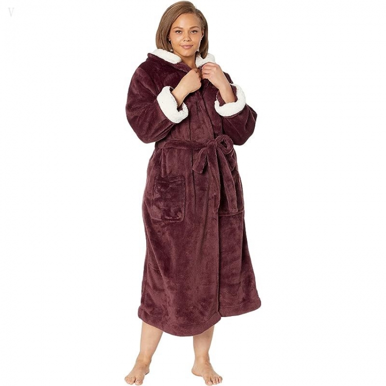 L.L.Bean Plus Size Wicked Plush Robe Black Plum ID-GsIgrjBB - Click Image to Close