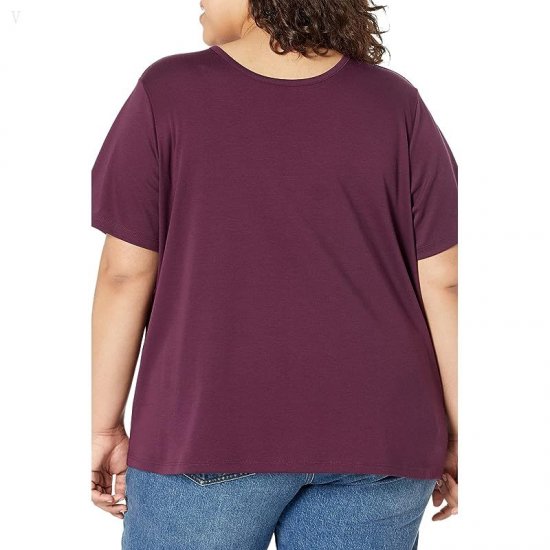 L.L.Bean Plus Size Pima Crew Neck Short Sleeve Royal Plum ID-41faWPbH