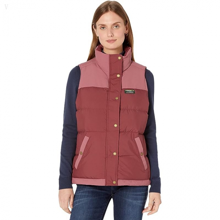 L.L.Bean Mountain Classic Down Vest Color-Block Burgundy/Light Rosewood ID-iaRuyIVb - Click Image to Close