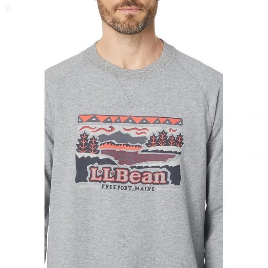 L.L.Bean Camp Crew Neck Graphic Regular Gray Heather/Vintage Logo ID-bo3Q7TW1