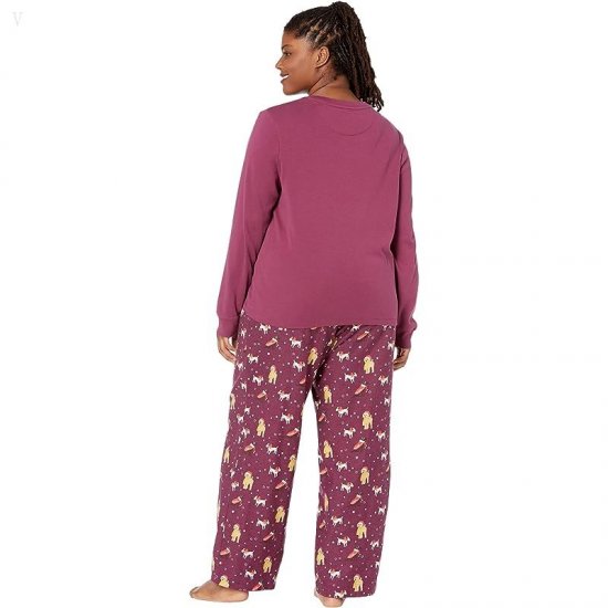 L.L.Bean Plus Size Cozy Pajama Set Print Bramble Berry Dog ID-RNsCgo5H