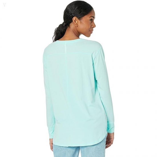 L.L.Bean Petite Beyond Soft Long Sleeve Tee Nautical Aqua ID-p4plYeHy