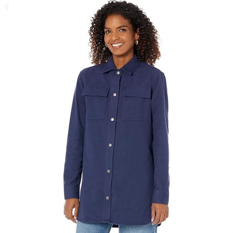 L.L.Bean Signature Chamois Shirt Snap Front Darkest Navy ID-2PAFeWmN - Click Image to Close