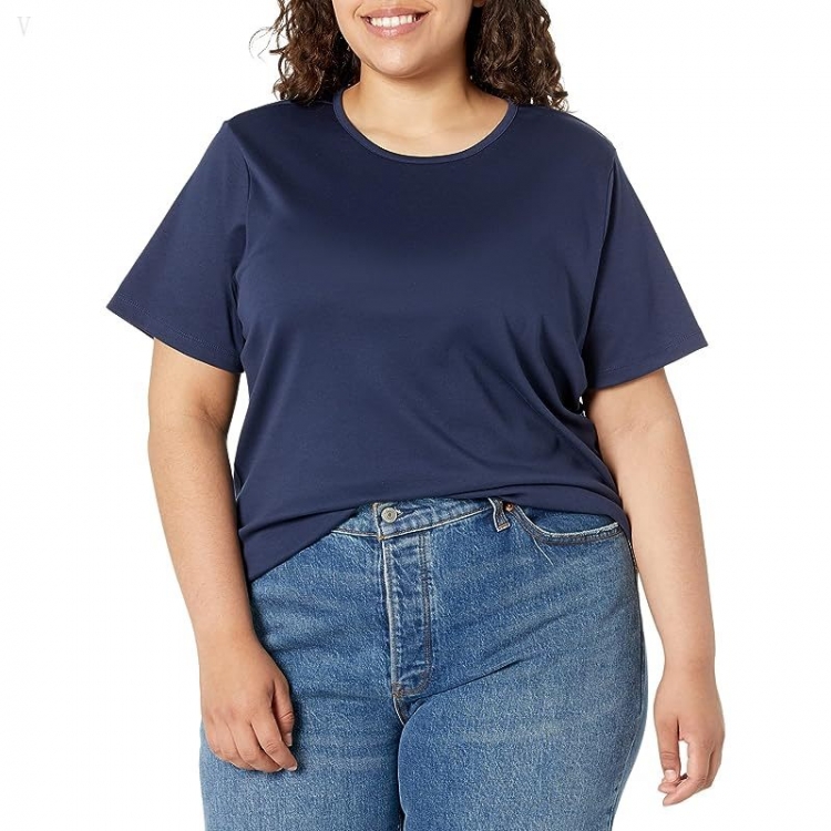 L.L.Bean Plus Size Pima Crew Neck Short Sleeve Raven Blue ID-S0vjUg0c - Click Image to Close