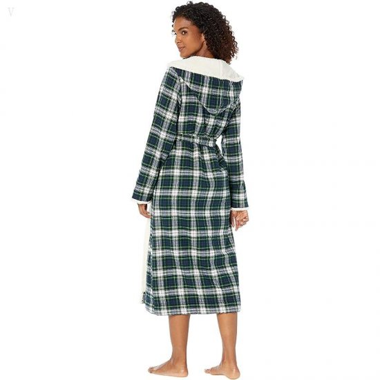 L.L.Bean Scotch Plaid Flannel Sherpa Lined Long Robe Dress Gordon ID-IyFsZso1