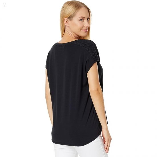 L.L.Bean Petite Beyond Soft Short Sleeve V-Neck Tee Midnight Black ID-3FuoqtNN