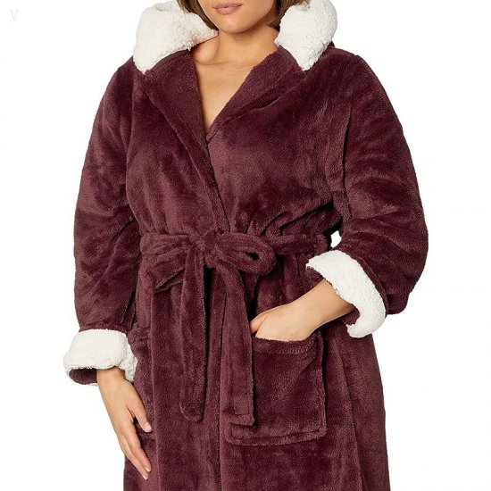 L.L.Bean Plus Size Wicked Plush Robe Black Plum ID-GsIgrjBB