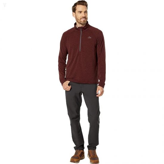 L.L.Bean Adventure Grid Fleece 1/4 Zip Burgundy ID-QHkmvdhQ