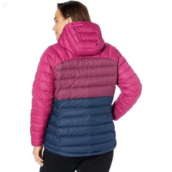 L.L.Bean Plus Size Down Hooded Jacket Color-Block Nautical Navy/Sugarplum ID-M2CM7073