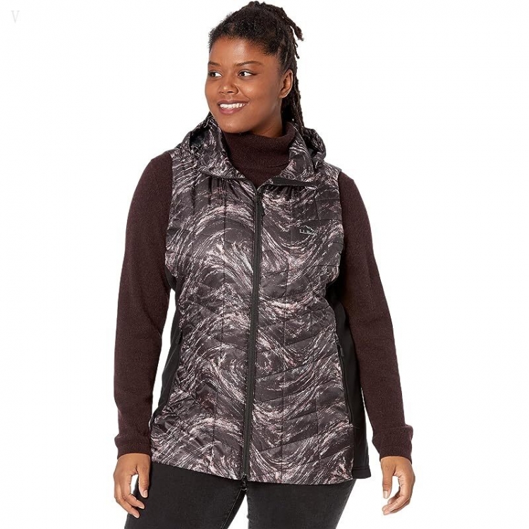 L.L.Bean Primaloft Packaway Long Vest Print Marble ID-hfoEQuxs - Click Image to Close