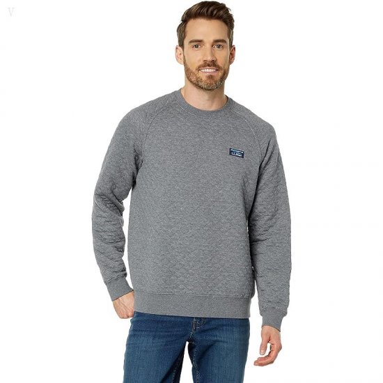 L.L.Bean Quilted Crew Neck Regular Gray Heather ID-2xjR0x2o