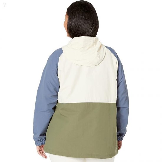 L.L.Bean Plus Size Mountain Classic Anorak Multicolor Natural/Mineral Blue ID-CV3DGAud