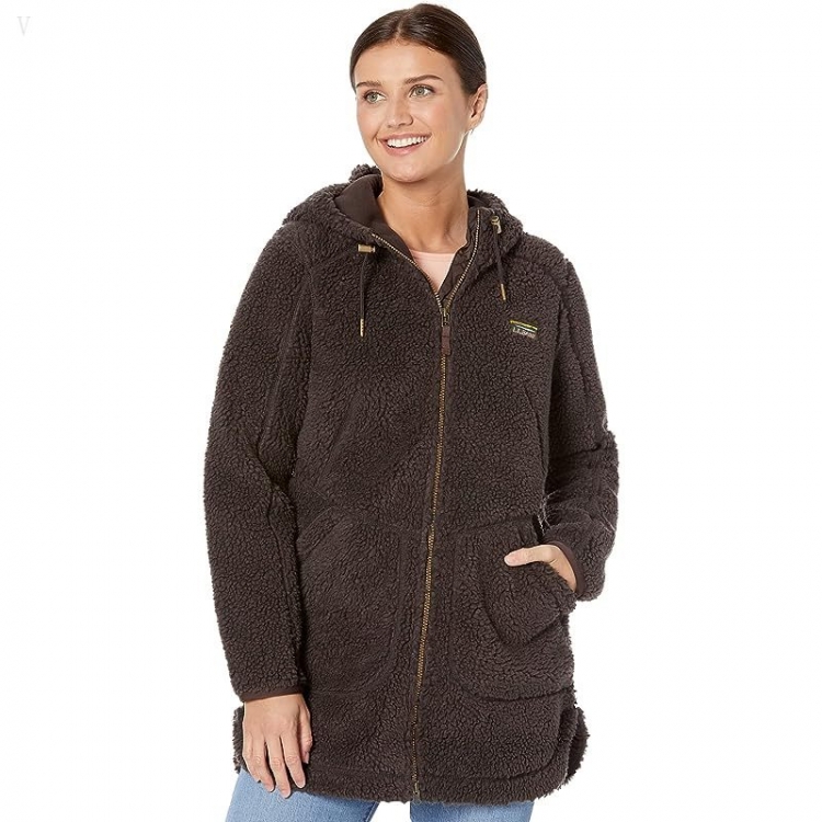 L.L.Bean Petite Mountain Pile Fleece Coat Black Coffee ID-AW2t9pIH - Click Image to Close