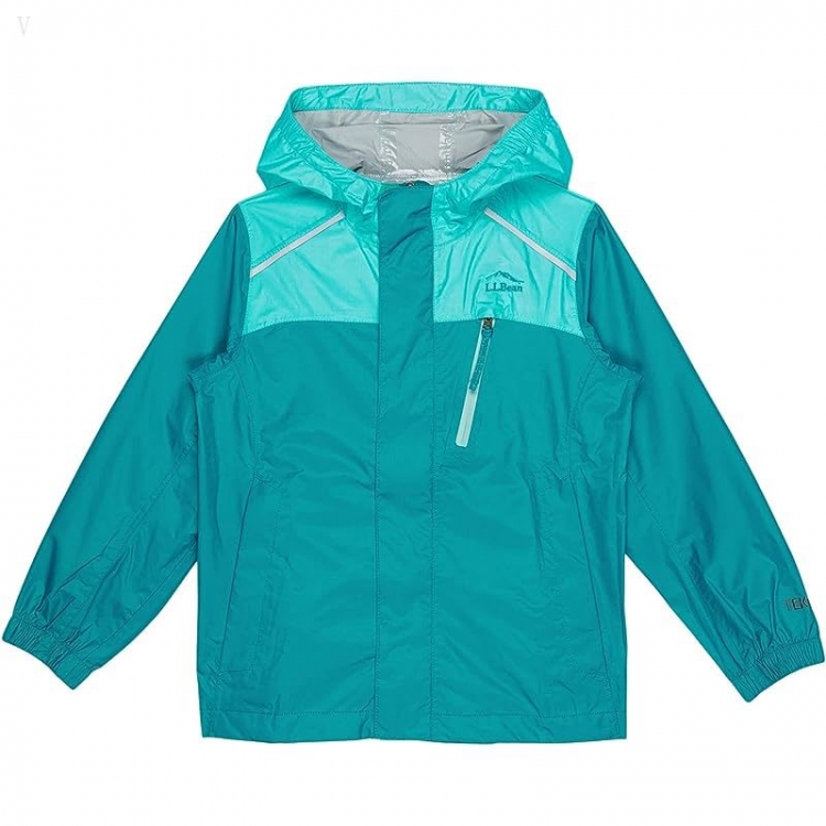 L.L.Bean Trail Model Rain Jacket Color-Block (Little Kids) Classic Teal Blue ID-ys2YqzEm - Click Image to Close