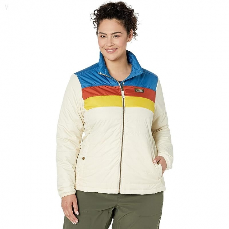 L.L.Bean Plus Size Mountain Classic Puffer Jacket Color-Block Marine Blue/Natural ID-QOiytyrw - Click Image to Close