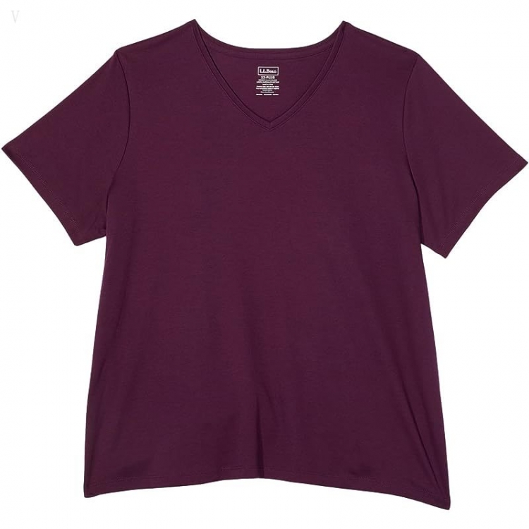 L.L.Bean Plus Size Pima Tops Shaped V-Neck Short Sleeve Tee Royal Plum ID-GDtgzND6 - Click Image to Close