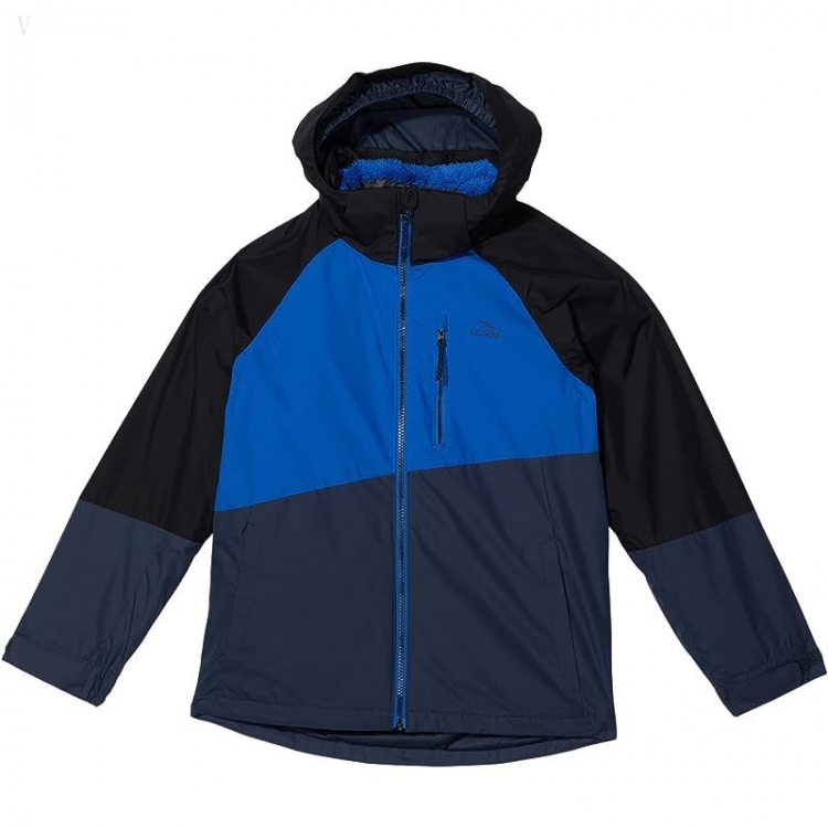 L.L.Bean Fleece Lined Color-Block 3-in-1 (Big Kids) Black/Deep Sapphire ID-Y4ZssG5l - Click Image to Close