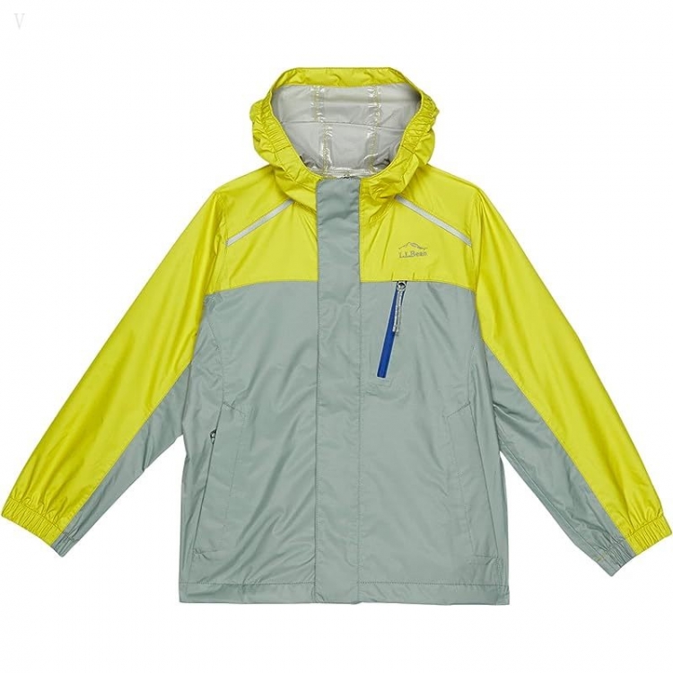 L.L.Bean Trail Model Rain Jacket Color-Block (Little Kids) Gray Pebble/Yellow Sun ID-fLMya5PT - Click Image to Close