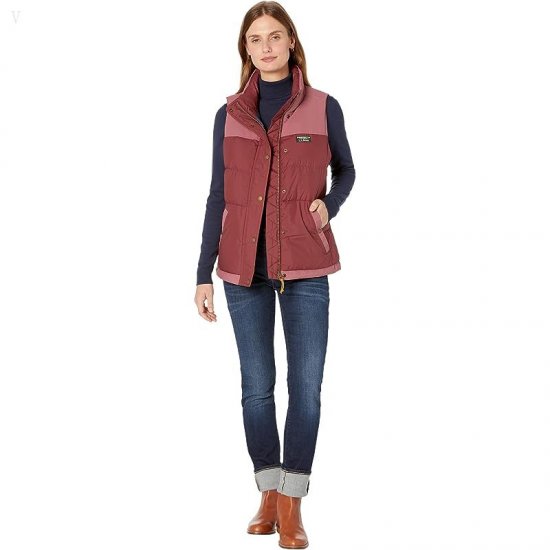 L.L.Bean Mountain Classic Down Vest Color-Block Burgundy/Light Rosewood ID-iaRuyIVb