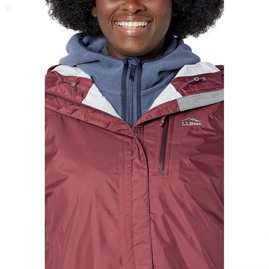 L.L.Bean Plus Size Trail Model Rain Jacket Burgundy ID-oQWK206W