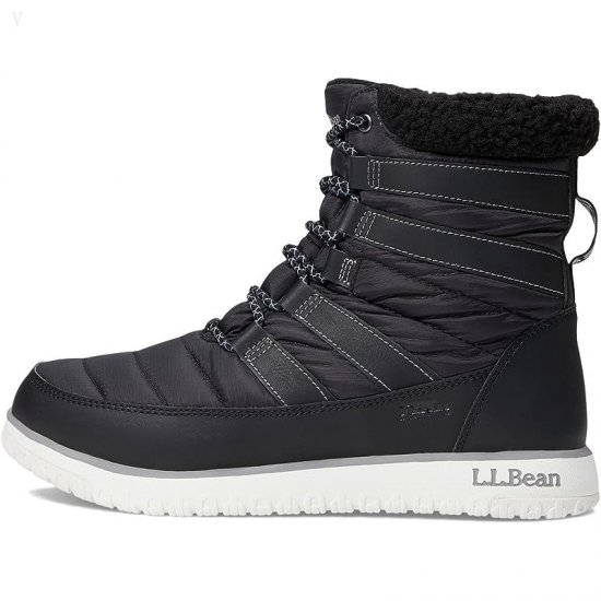 L.L.Bean Ultralight Boot Quilt Water Resistant Insulated Lace-Up Black/Sea Salt ID-OyXYu9EF