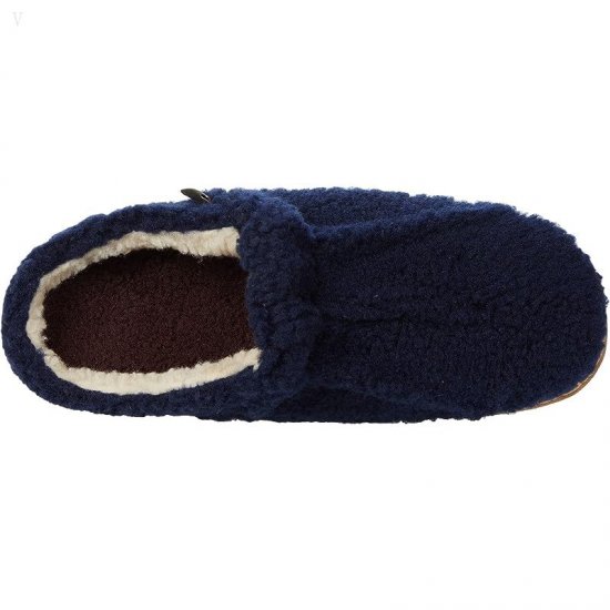 L.L.Bean Cozy Slipper Slide Pile Fleece Bright Navy/Dark Plum ID-n98EX6Go