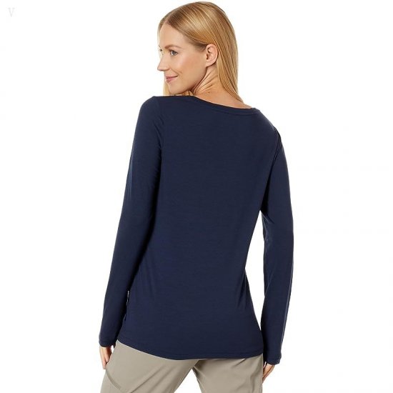 L.L.Bean Soft Stretch Supima Tee Scoop Neck Long Sleeve Classic Navy ID-W7CS4Dkc